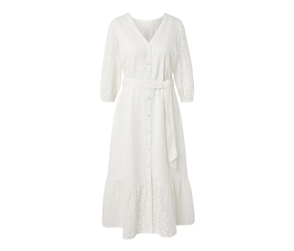 Tchibo - Blusenkleid mit Lochstickerei - Damen - Gr. 48 - weiß