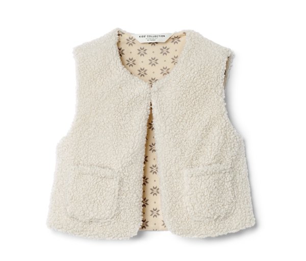 Tchibo - Kinder-Teddyweste - Mädchen - Gr. 98/104 - weiß