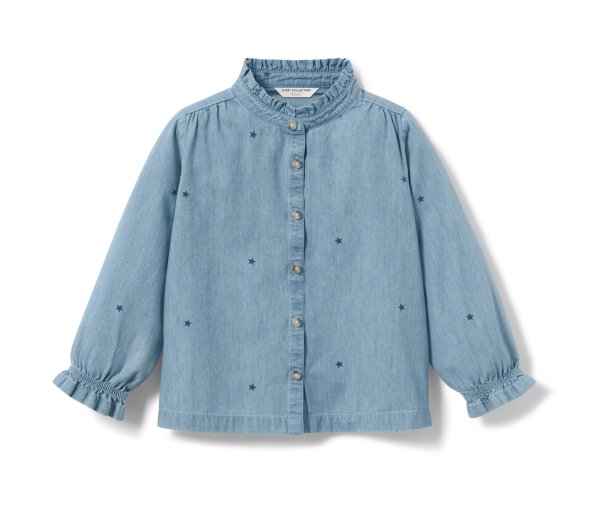 Tchibo - Kinder-Chambray-Bluse - Mädchen - Gr. 86/92 - blau