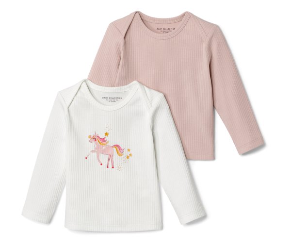 Tchibo - 2 Baby-Rippshirts - Mädchen - Gr. 98/104 - weiß