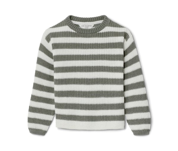 Tchibo - Kinder-Strickpullover - Herren - Gr. 86/92 - khaki/gestreift