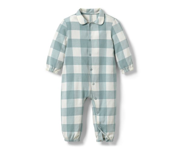 Tchibo - Baby-Flanell-Pyjama - Baby - Gr. 62/68 - creme/kariert