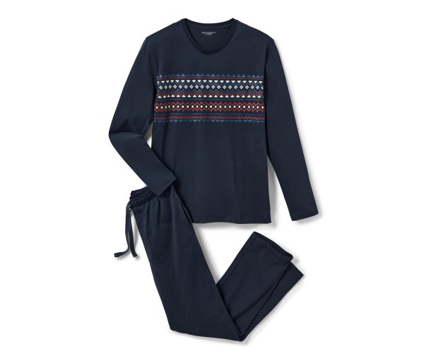 Tchibo - Pyjama - Herren - Gr. L - weiß/print