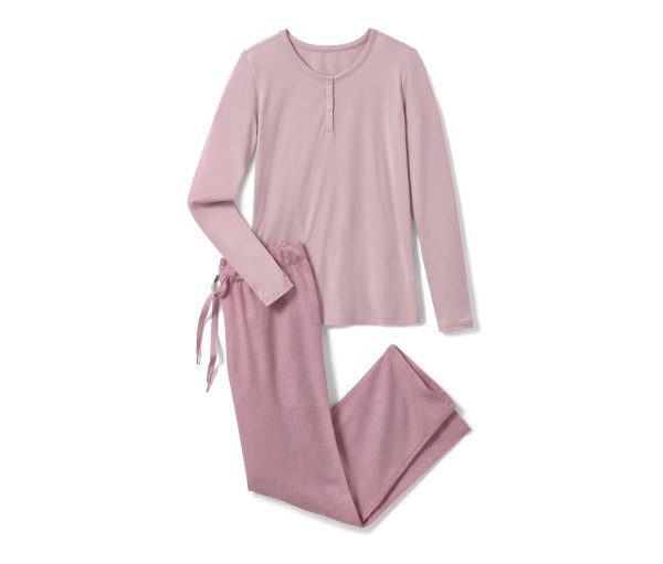 Tchibo - Flanell-Pyjama - Damen - Gr. M - rosé