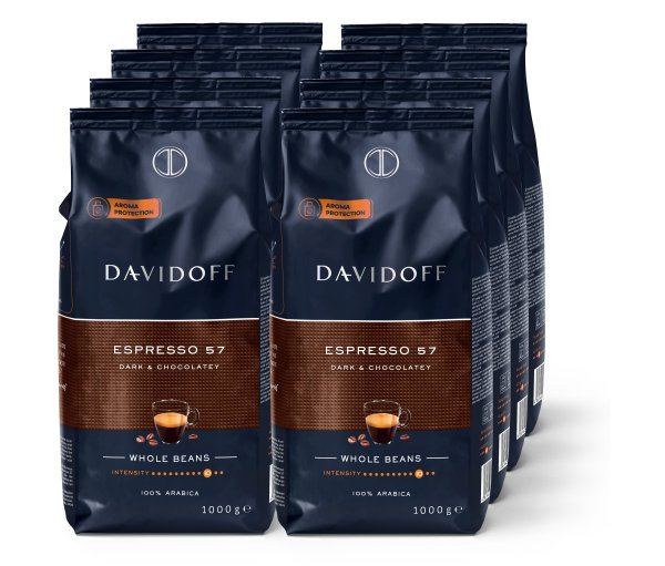 Tchibo - Davidoff Café Espresso 57 - 8 x 1 kg Ganze Bohne - Intensität: 10/12