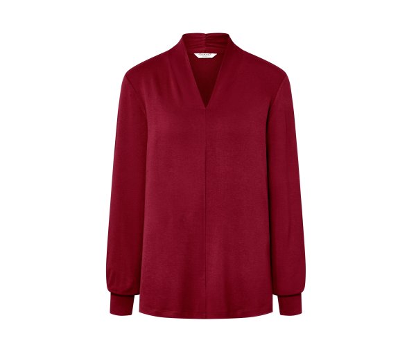 Tchibo - Langarmshirt mit V-Ausschnitt - Damen - Gr. S - bordeaux