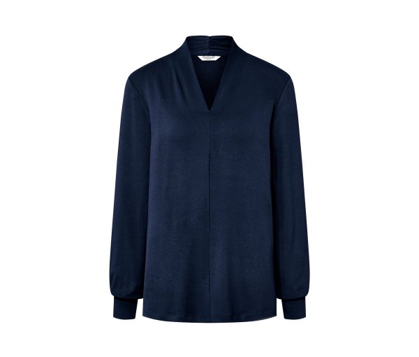 Tchibo - Langarmshirt mit V-Ausschnitt - Damen - Gr. L - dunkelblau