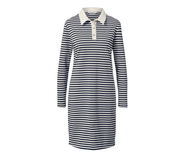 Tchibo - Gestreiftes Sweatkleid mit Polokragen - Damen - Gr. L - dunkelblau/gestreift