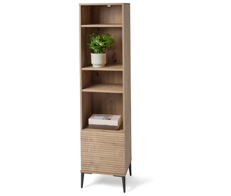 Tchibo - Regal »Reet« mit Lamellenoptik - 40,2x37x165cm - schwarz - Holz / Stahl