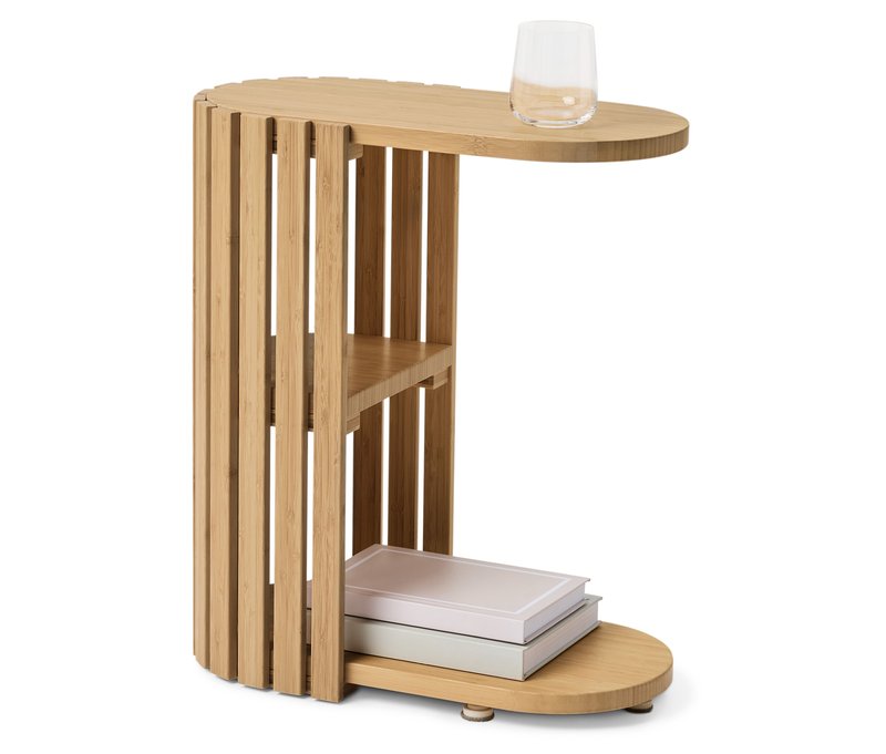 Tchibo - C-Table »Holt« aus Bambus mit Lamellenelementen - 49x26,3x56,5cm - naturfarben - Bambusholz / Stahl