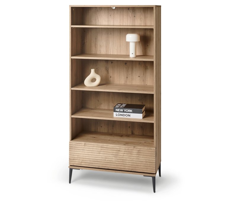 Tchibo - Regal »Reet« mit Lamellenoptik - 80,2x37x165cm - schwarz - Holz / Stahl