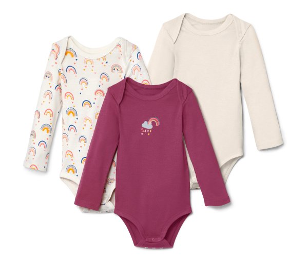 Tchibo - 3 Langarmbodys - Herren - Gr. 86/92 - creme/print