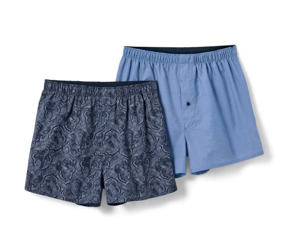 Tchibo - 2 Webboxershorts - Herren - Gr. M/5 - dunkelblau/paisley