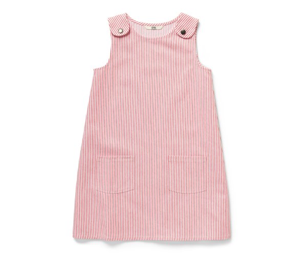 Tchibo - Kinder-Web-Latzkleid - Mädchen - Gr. 86/92 - weiß/gestreift