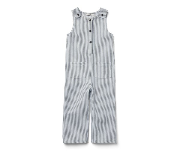 Tchibo - Kinder-Web-Latzhose - Herren - Gr. 86/92 - weiß/gestreift