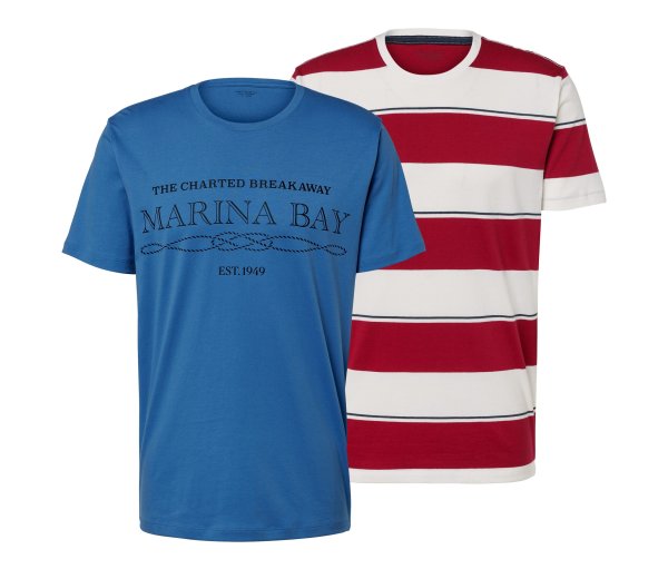 Tchibo - 2 T-Shirts - Herren - Gr. L - dunkelblau/gestreift