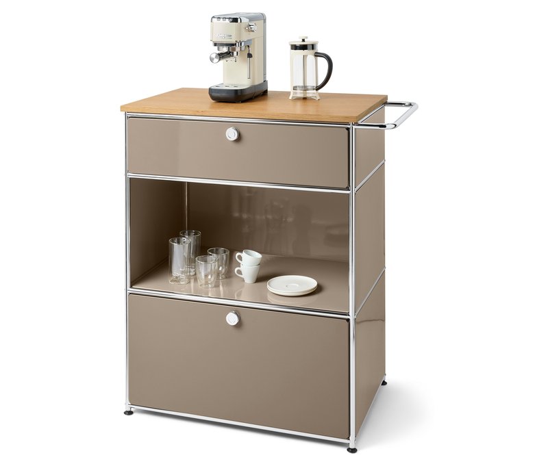 Tchibo - Kaffee-Kommode Metall »Cn3« mit 2 Schubladen - 89x52,5x102cm - hellbraun - Stahl / Aluminium / Kunststoff