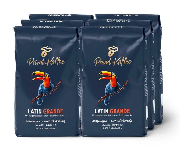 Tchibo - Privat Kaffee Latin Grande - 6 x 500 g Ganze Bohne - Intensität: 3/6