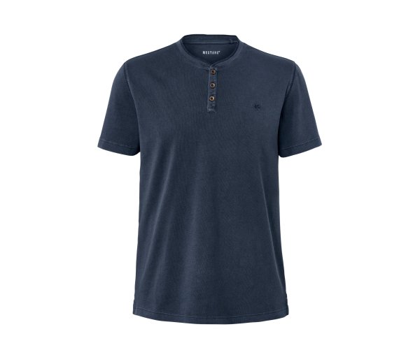 Tchibo - Kurzarm Henley »Mustang« - Herren - Gr. S - blau