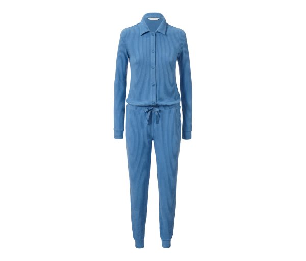 Tchibo - Gerippter Loungeoverall - Damen - Gr. XL - blau