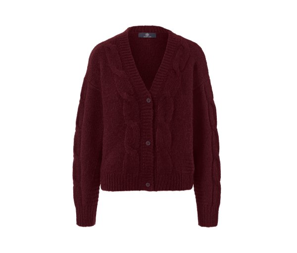 Tchibo - Strickjacke mit Zopfmuster - Damen - Gr. S - dunkelrot