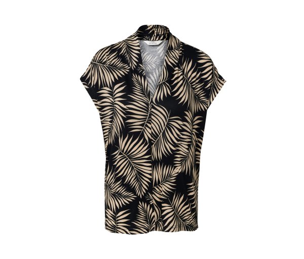 Tchibo - Bedrucktes Blusenshirt mit V-Ausschnitt - Damen - Gr. L - schwarz/print