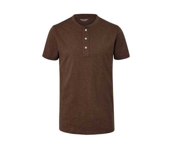 Tchibo - Kurzarm-Henley - Herren - Gr. S - braun