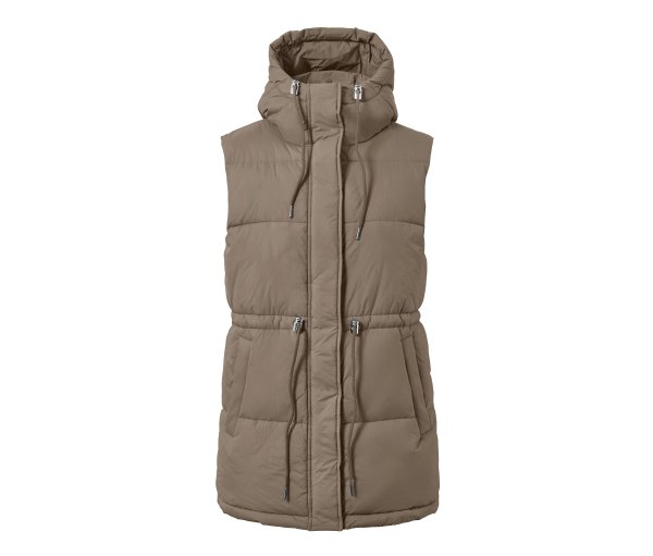 Tchibo - Stepp-Weste mit Kapuze - Damen - Gr. S - taupe