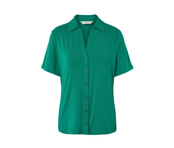Tchibo - Blusenshirt mit Knopfleiste - Damen - Gr. XL - smaragdgrün