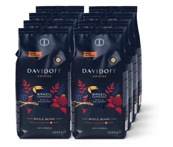 Tchibo - Davidoff Café Origins Brazil - 8 x 1 kg Ganze Bohne - Intensität: 8/12