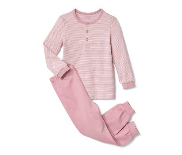 Tchibo - Kinder-Interlock-Pyjama - Herren - Gr. 134/140 - creme/gestreift