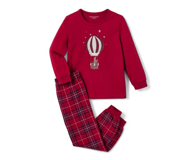 Tchibo - Kinder-Pyjama »Ballon« - Herren - Gr. 98/104 - weiß/kariert