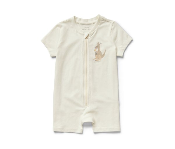 Tchibo - Kurzer Baby-Schlafanzug - Gr. 98/104 - creme/print