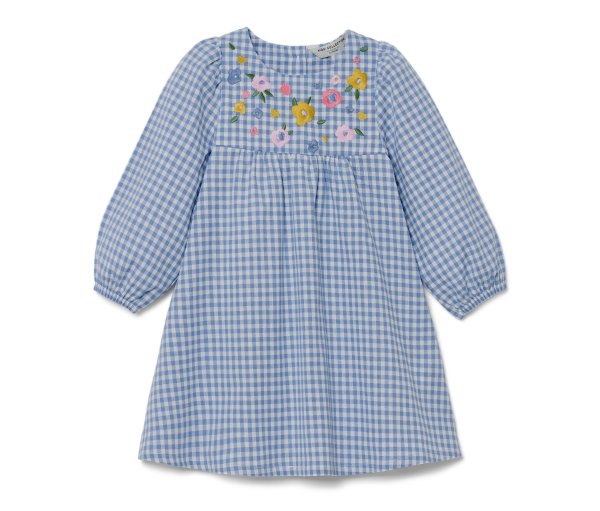 Tchibo - Kinder-Webkleid - Mädchen - Gr. 122/128 - blau/kariert