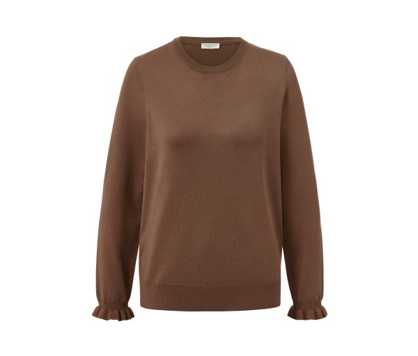 Tchibo - Feinstrickpullover mit Rüschendetail - Damen - Gr. S - cognac