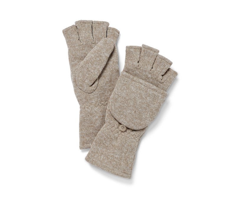 Tchibo - Strickfleece-Klappfäustlinge - Herren - Gr. 7,5 - beige