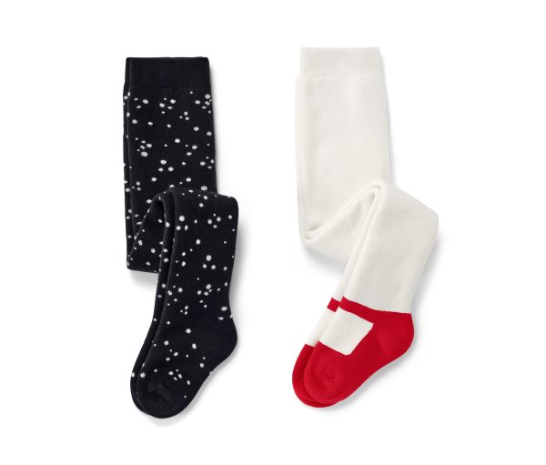 Tchibo - 2 Baby-Thermostrumpfhosen - Mädchen - Gr. 86/92 - schwarz/jacquard