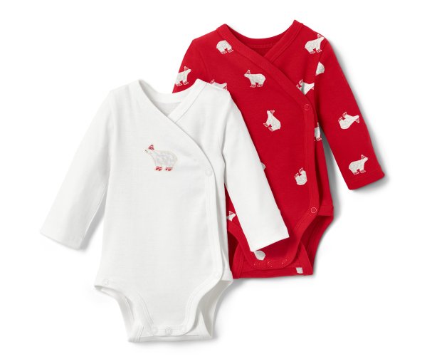 Tchibo - 2 Kinder-Langarmbodys - Baby - Gr. 74/80 - weiß/print