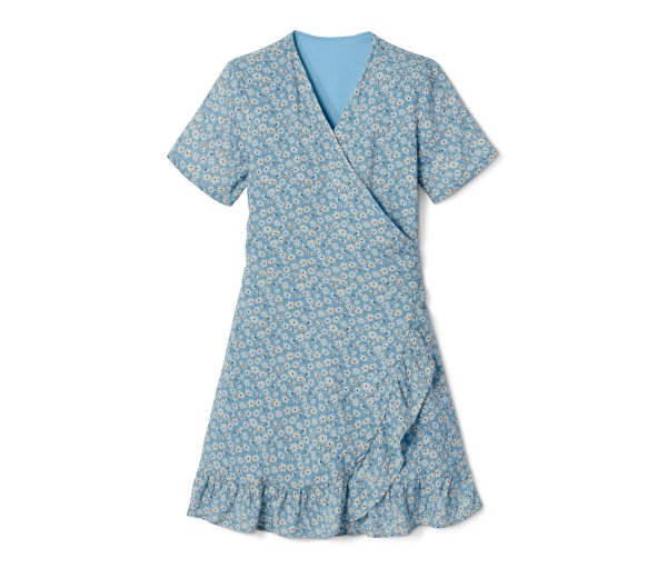 Tchibo - Wickelkleid - Mädchen - Gr. 170/176 - hellblau/print