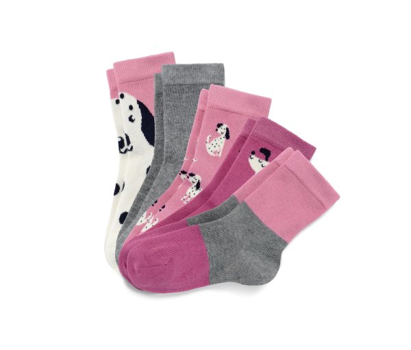 Tchibo - 5 Paar Kinder-Socken - Gr. 27-30 - dunkelrosa/jacquard