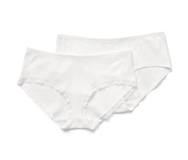 Tchibo - 2 Pantys aus Rippe - Damen - Gr. S - weiß