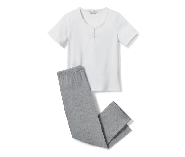 Tchibo - Kinder-Ripp-Pyjama - Mädchen - Gr. 146/152 - weiß