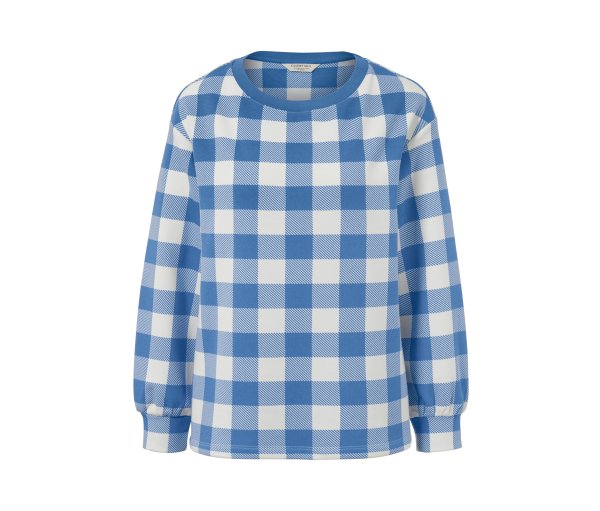 Tchibo - Kariertes Sweatshirt - Damen - Gr. S - creme/kariert