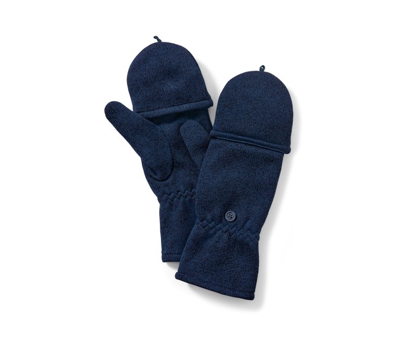 Tchibo - Strickfleece-Klappfäustlinge - Herren - Gr. 7,5 - blau