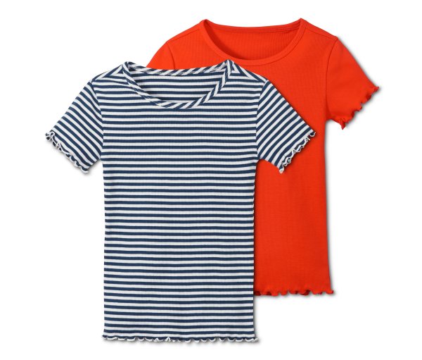 Tchibo - 2 Rippshirts - Mädchen - Gr. 122/128 - orange/gestreift