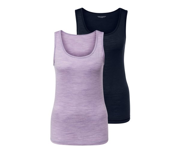 Tchibo - 2 Tanktops mit Merinowolle - Damen - Gr. S - dunkelblau