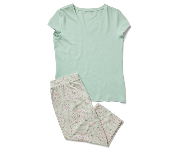 Tchibo - 3/4-Pyjama-Set - Damen - Gr. L - hellgrün
