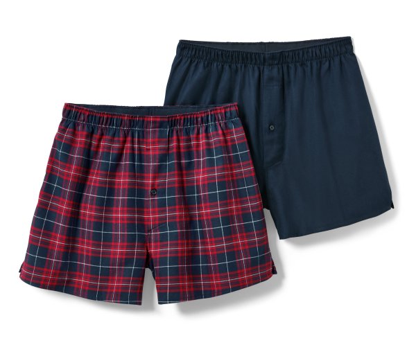 Tchibo - 2 Flanell-Boxershorts - Herren - Gr. L/6 - dunkelblau/kariert