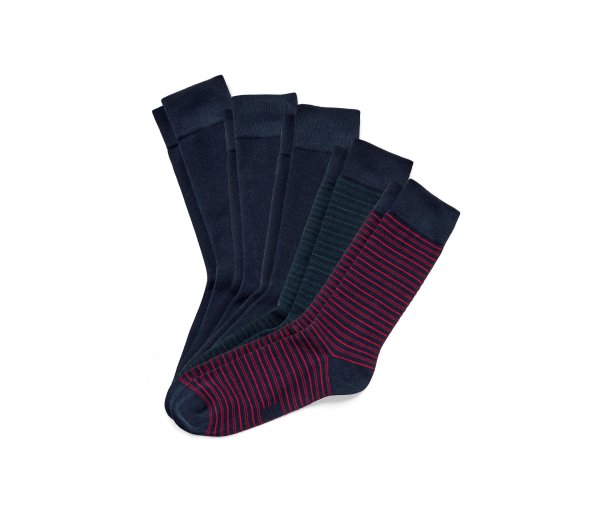 Tchibo - 5 Paar Socken - Herren - Gr. 41-43 - dunkelblau/gestreift