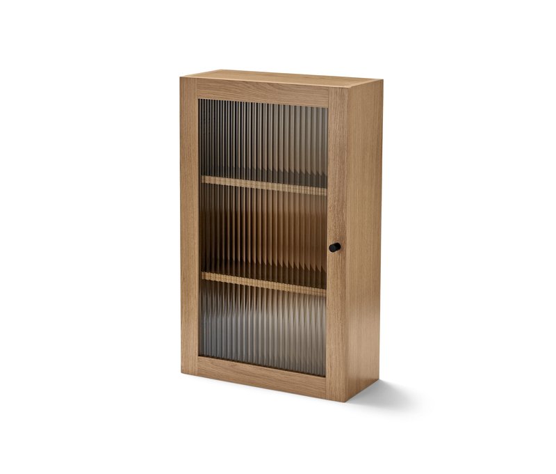 Tchibo - Wandschrank mit Riffelglastür - 38x16,5x62,5cm - braun - Glas / Glas